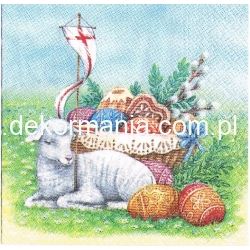 Serwetka  -3164-    Wielkanoc , pisanki, baranek